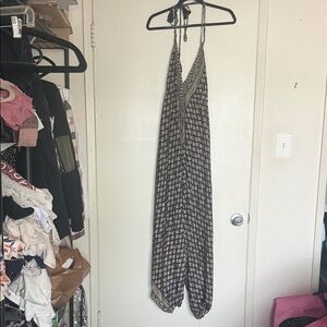 Karma Highway One Size Patterned Jumpsuit with Neck/back ties